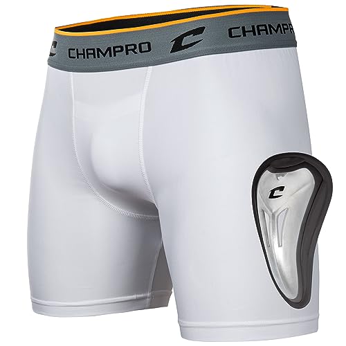 Champro Standard Compression Boxer Shorts with Athletic Cup, White, Adult X-Large - Image 1