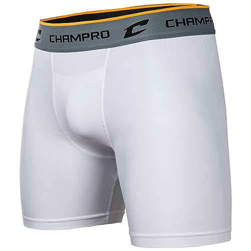 Champro Standard Compression Boxer Shorts with Athletic Cup, White, Adult X-Large - Image 2
