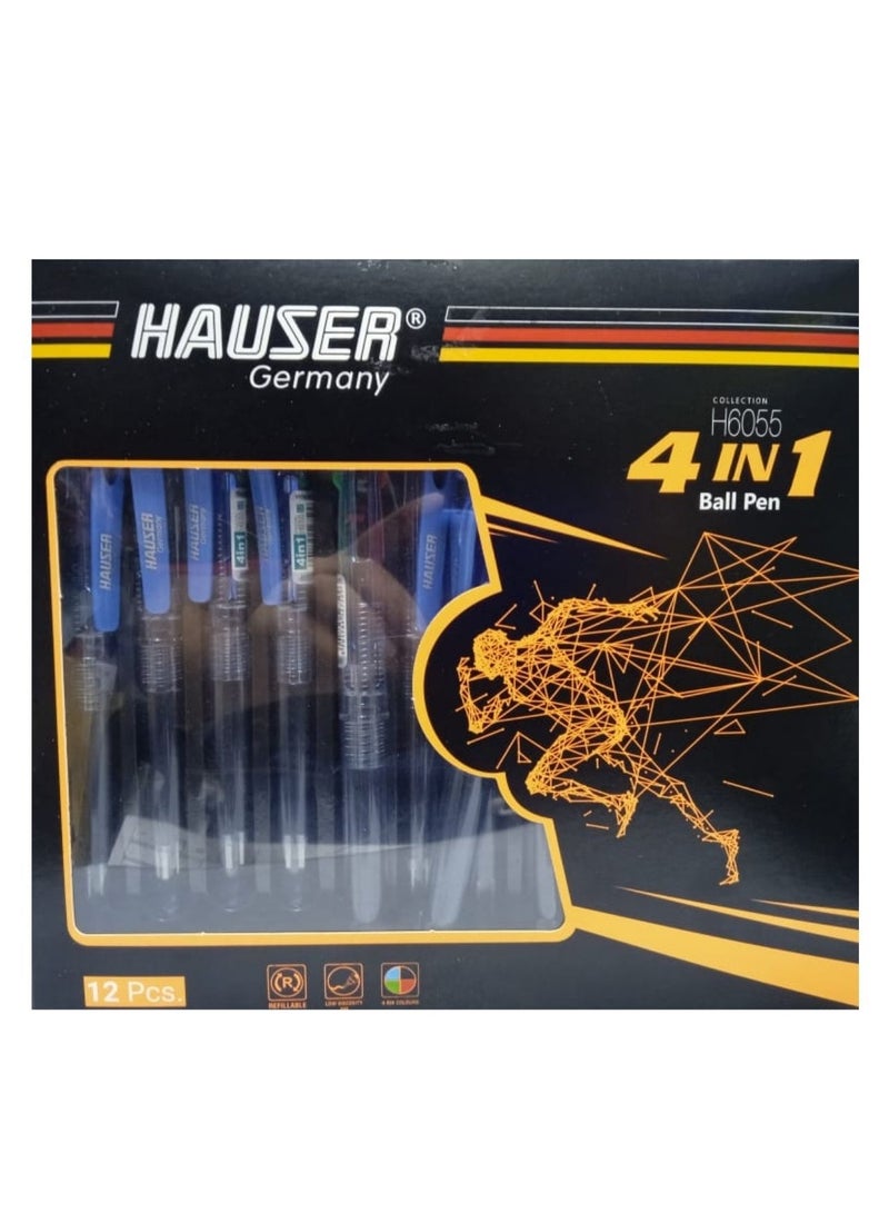 HAUSER BALL PEN 4 IN 1 (PACK OF 12PIECES) - Image 2