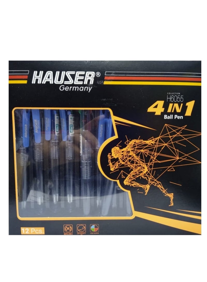 HAUSER BALL PEN 4 IN 1 (PACK OF 12PIECES) - Image 3