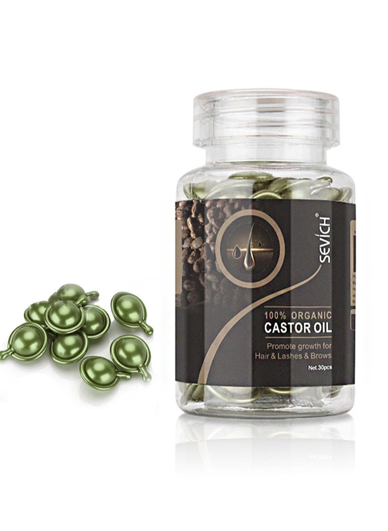 Sevich Black Castor Hair Repair Oil Capsules, Suitable For Restoring Dry And Damaged Hair, Hair Care Essence Capsules With Organic Castor Oil, Argan And Avocado Oils (30 Capsules)  - Image 1