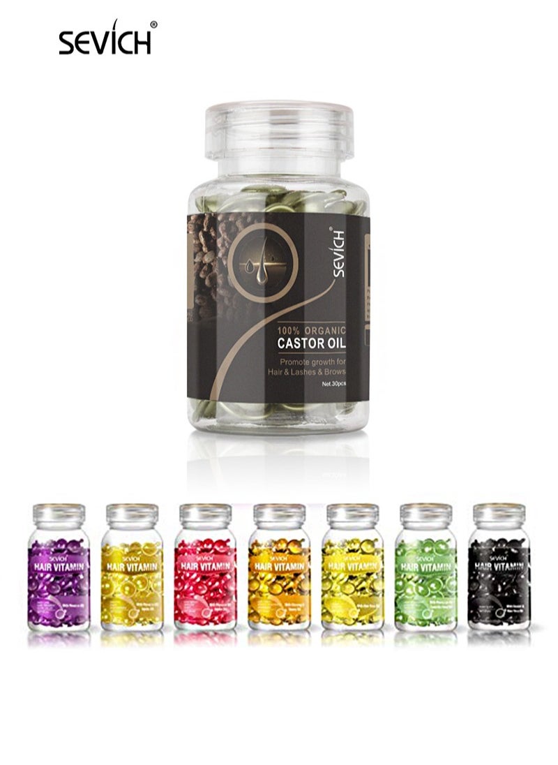 Sevich Black Castor Hair Repair Oil Capsules, Suitable For Restoring Dry And Damaged Hair, Hair Care Essence Capsules With Organic Castor Oil, Argan And Avocado Oils (30 Capsules)  - Image 4