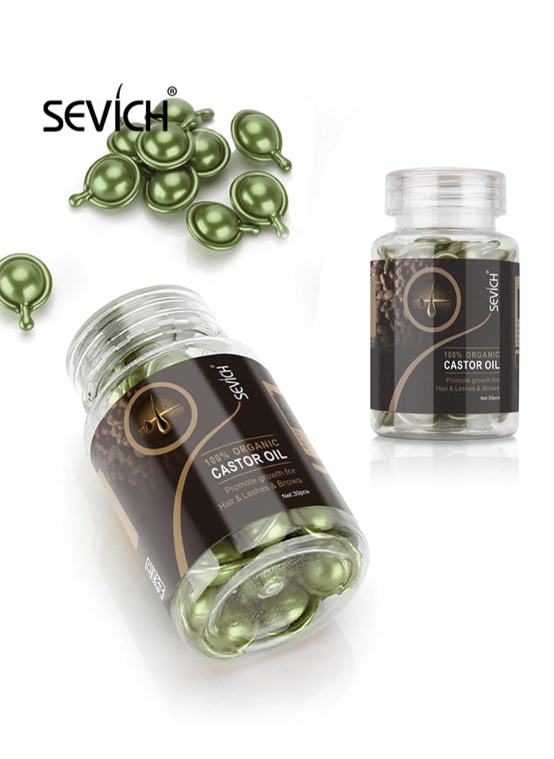 Sevich Black Castor Hair Repair Oil Capsules, Suitable For Restoring Dry And Damaged Hair, Hair Care Essence Capsules With Organic Castor Oil, Argan And Avocado Oils (30 Capsules)  - Image 3