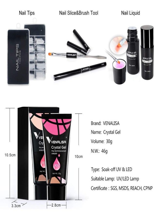 VENALISA Nail Poly Extension Gel, Builder Gel, Nail Thickening, Acrylic Nail Design, Easy to DIY at Home Poly Nail Gel 30g, Slip solution 75ml, Nail tip Mold 4pcs Set (R08) - Image 5