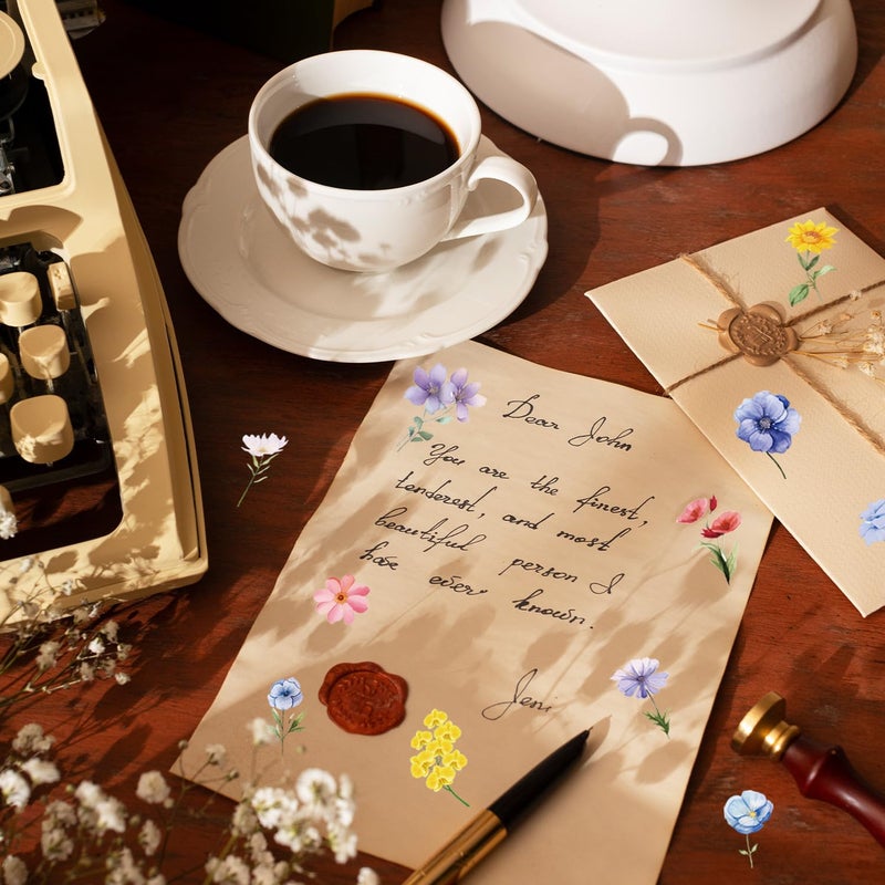 WANGHENG 600Pcs Natural Flower Stickers,Self-Adhesive PVC Vintage Flower Stickers for Scrapbook,Laptop,Journal,DIY Project - Image 5