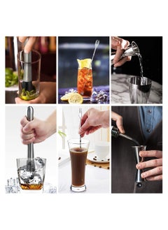 KASTWAVE Stainless Steel Muddler for Cocktails with Mixing Spoon Jigger, Professional Bar Tools for Cocktails Milk Tea Shop Coffee Shop and Home  - Image 2