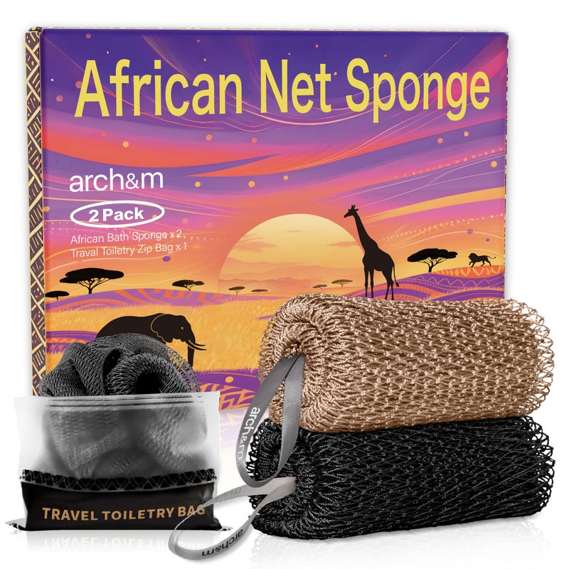 ARCH&M African Net Sponge Authentic - Extra-Long 53" Back Scrubber Quick-Dry Exfoliating Shower Loofah for Women and Men Daily Use Soft Mesh for Sensitive Skin Travel-Friendly Bath Accessories Gift - Image 1
