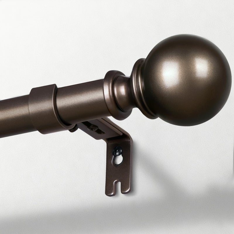 Zeerobee Curtain Rods for Windows 66 to 120 1 Inch Adjustable Heavy Duty Bronze Curtain Rod Outdoor Indoor Room Divider Modern Drapery Pole 66120