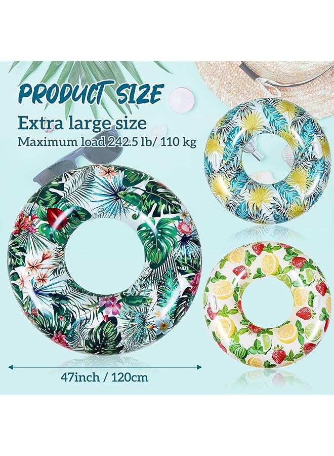 KASTWAVE 3 Pcs Inflatable Pool Floats 47 Inch Pool Floaties Tubes Jumbo Pool Tubes Pool Rings For Adults Summer Beach Bachelorette Wedding Party Decor Supplies - Image 3