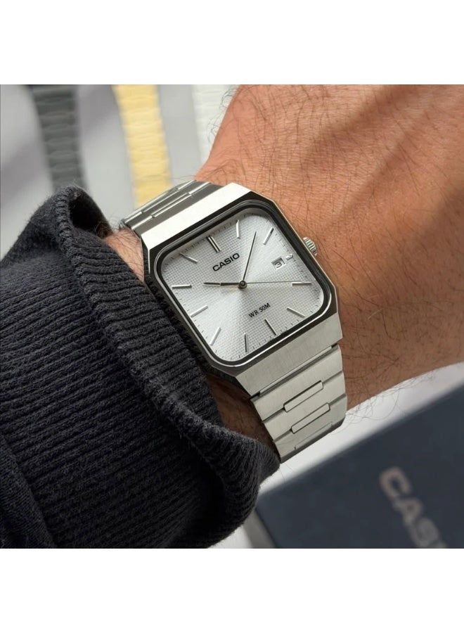 CASIO ساعة يد للرجال بتصميم كلاسيكي أنالوج قياسي بحزام من الفولاذ المقاوم للصدأ MTP-B185D-7A-40 × 32.5 × 7.3 مم - Image 3