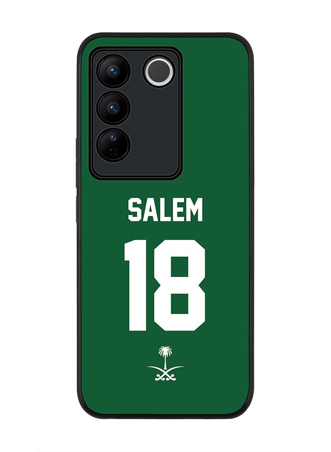 Stylizedd Rugged Black Edge case for Vivo V27 / Vivo V27 Pro / Vivo S16,Slim fit Flexible Cover - Football Team - Saudi Arabia, Player Name - Salem - Image 1
