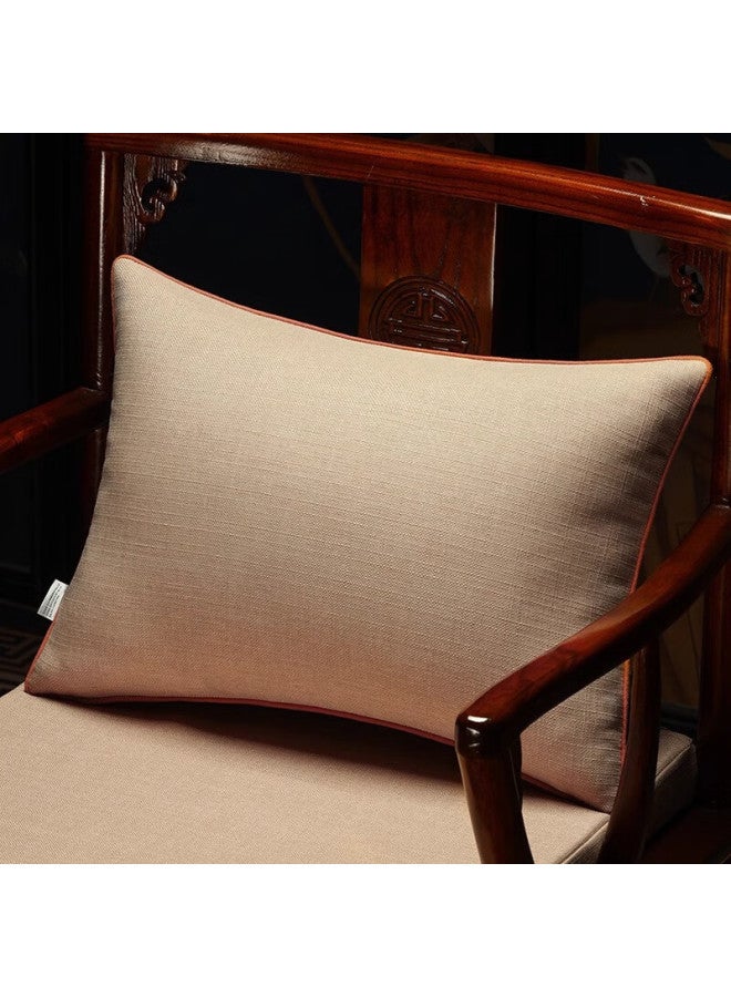 Huamanshengting Lumbar Pillow With Core, Chinese-style Throw Pillow, Sofa Backrest Cushion, Car Lumbar Support Pad, Solid Beige, 35*50cm - Image 1