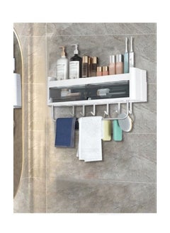 MIXDE Wall Mounted Bathroom Rack With Drawer Wall Hanger Bath Organizer With Hooks and Towel Bar  - Image 1