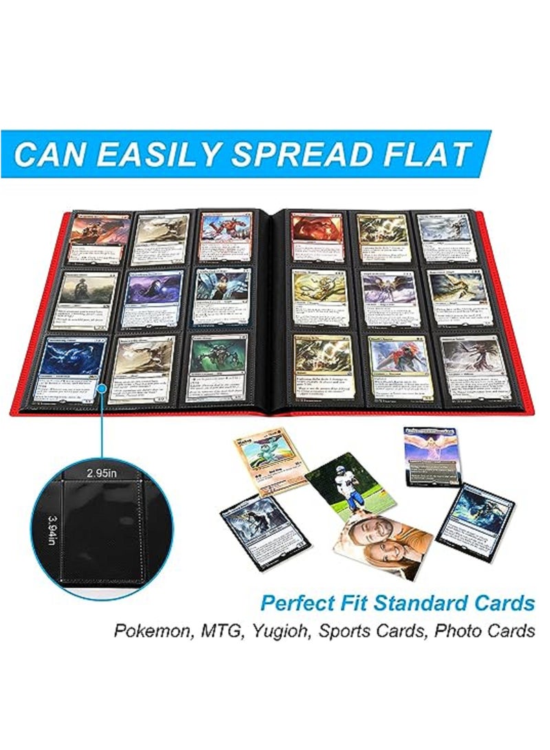 AITIME 360 Pockets Trading Card Binder Album, Side Loading PP Pockets Sleeves, Cards and Coupons Protector Storage Book (Red) - Image 4