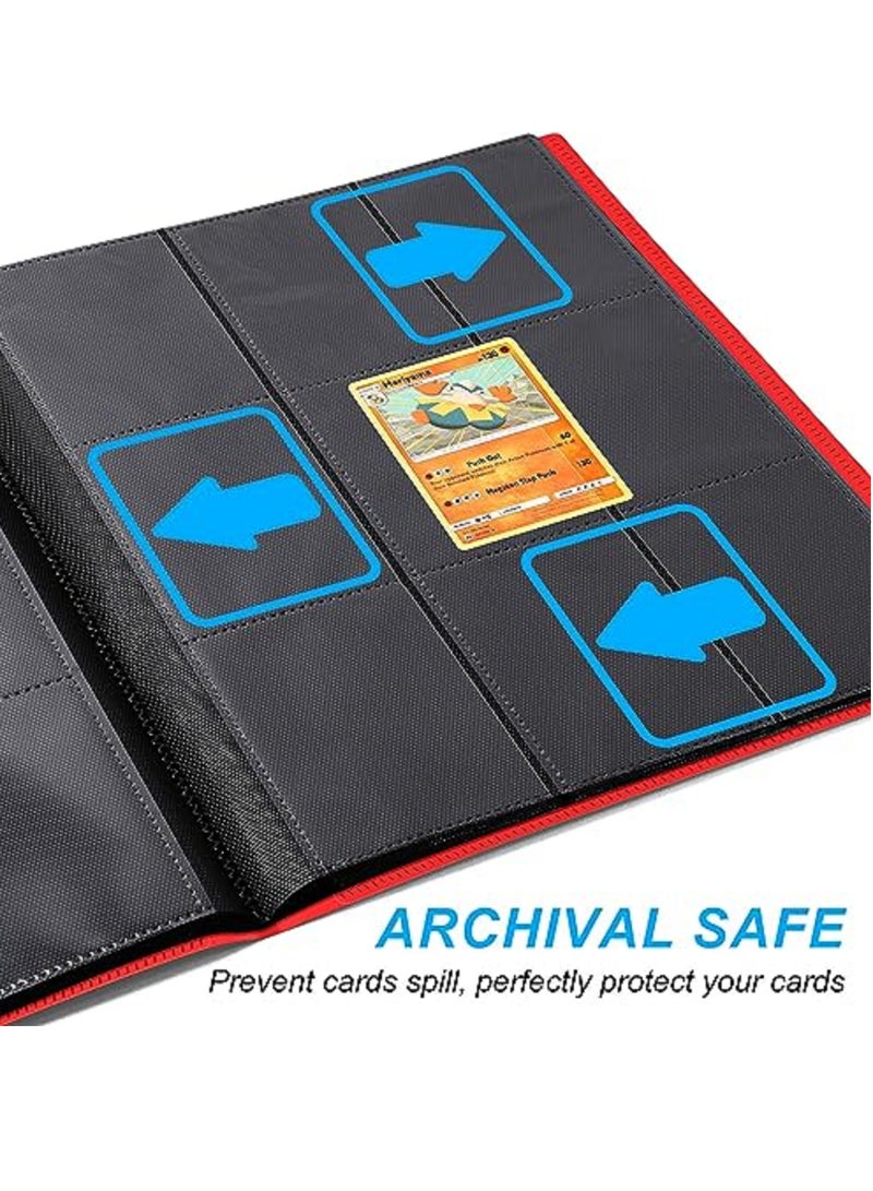 AITIME 360 Pockets Trading Card Binder Album, Side Loading PP Pockets Sleeves, Cards and Coupons Protector Storage Book (Red) - Image 3