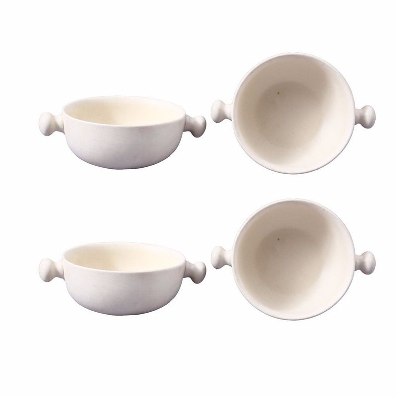 Caffeine Ceramic Handmade White Matte Snacks Bowl Set(4 pcs) - Image 1