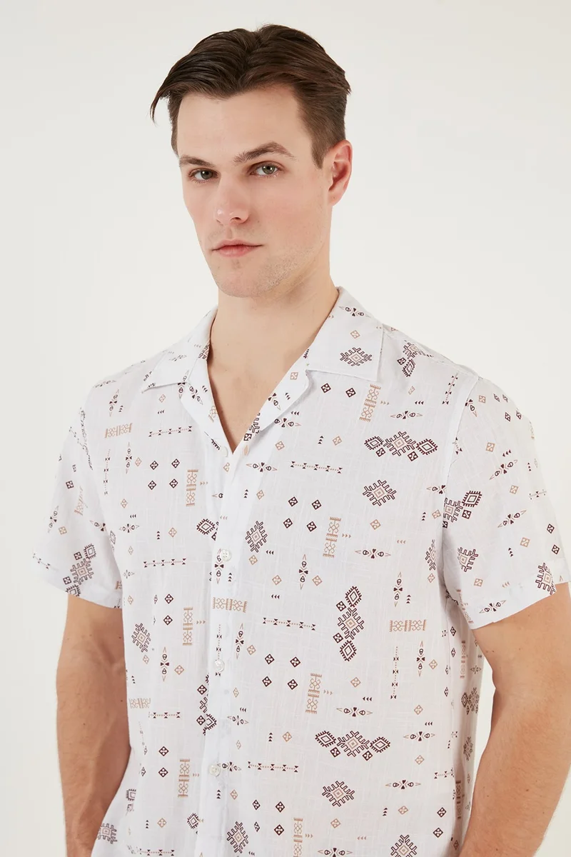 Buratti Cotton Regular Fit Open Collar Short Sleeve Shirt Men's Shirt CF24S117509
