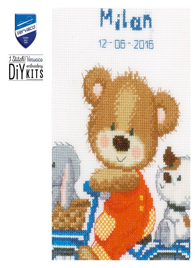Vervaco Counted Cross Stitch Kit Cycling Bear 10.8" x 11.6" - Image 3