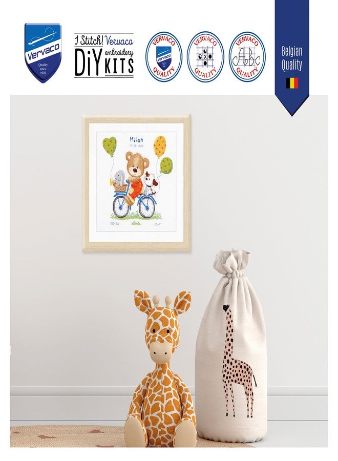 Vervaco Counted Cross Stitch Kit Cycling Bear 10.8" x 11.6" - Image 5