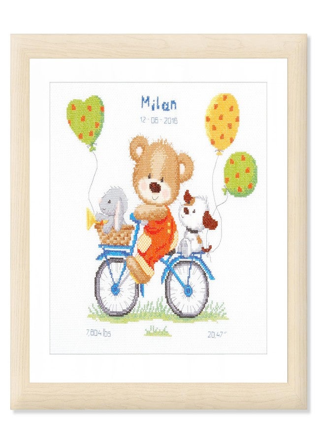 Vervaco Counted Cross Stitch Kit Cycling Bear 10.8" x 11.6" - Image 1