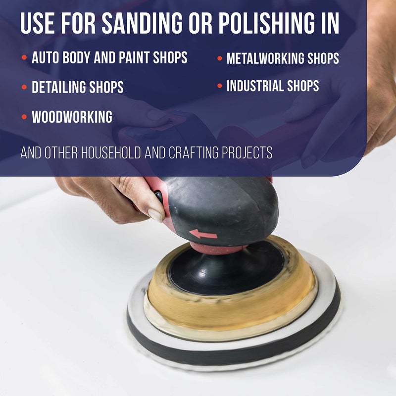 TCP Global TCP Global 6" x 7/16" 10mm Thick Soft Density Interface Pad for DA Polishers & Sanders, 6 + 1 Hole Pattern Dustless, Hook & Loop Foam Cushion, Use Between Vacuum Sanding Discs, Polisher Polishing Pads  - Image 5