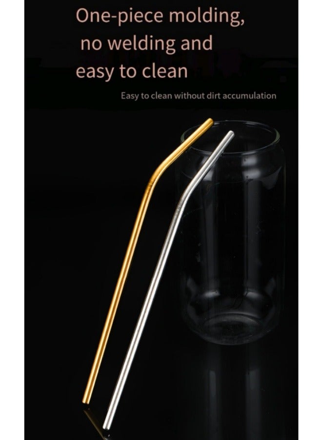 3 Pcs 304 Stainless Steel Straw Set With Straw Brush (Gold) - Image 4
