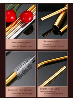 Generic 3 Pcs 304 Stainless Steel Straw Set With Straw Brush (Gold)  - Image 3