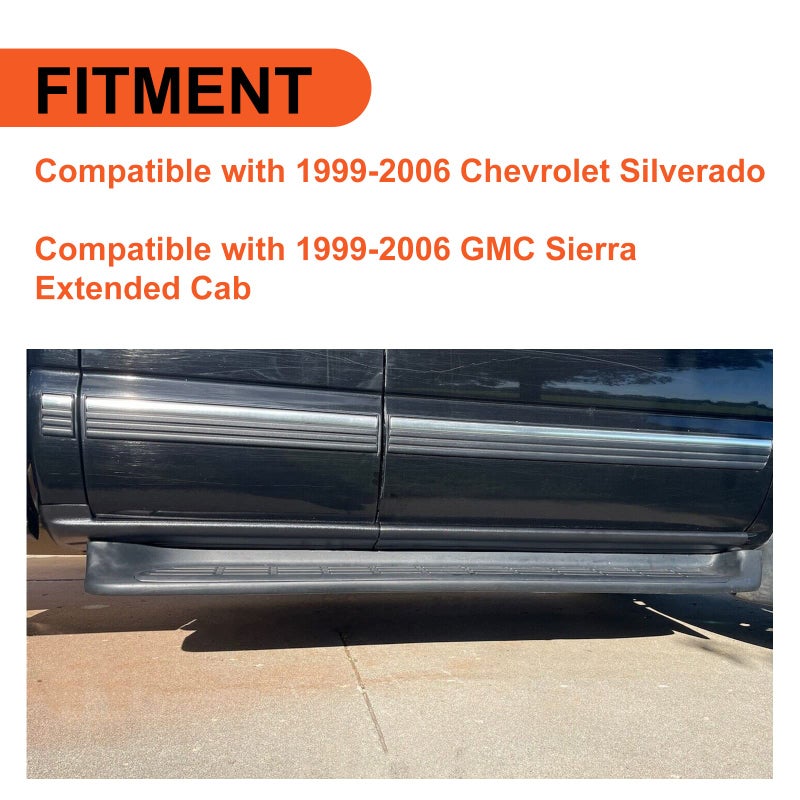 ECOTRIC Rocker Panel Guard Compatible with 1999-2007 Chevy Chevrolet Silverado/GMC Sierra 1500 2500 3500 Classic Extended Cab Replacement for 14068 Trail Armor Side Skirts Extension Body Kit - Image 2
