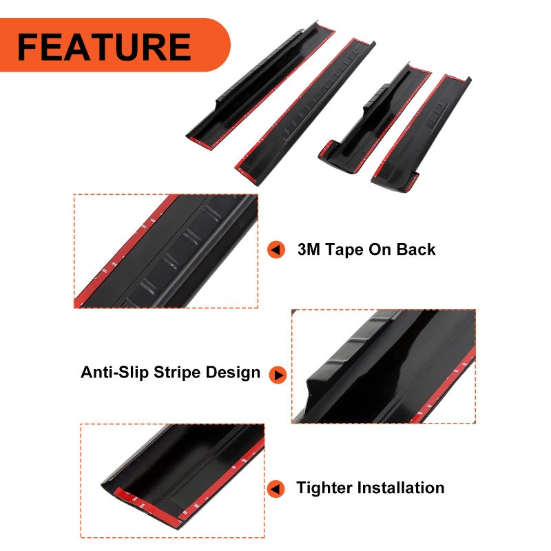 ECOTRIC Rocker Panel Guard Compatible with 1999-2007 Chevy Chevrolet Silverado/GMC Sierra 1500 2500 3500 Classic Extended Cab Replacement for 14068 Trail Armor Side Skirts Extension Body Kit - Image 3