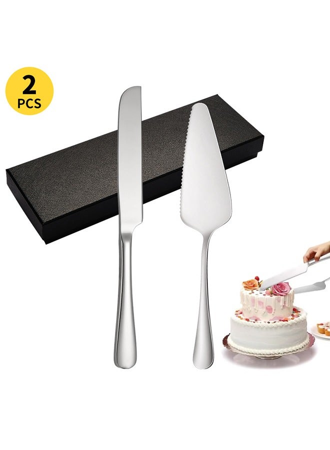 HY Cake Cutting Set, Premium Stainless Steel Cake Cutter Wedding Cake Knife and Server Spatula Set, Cake Bread Pizza and Pie Serving Set (Silver) - Image 1