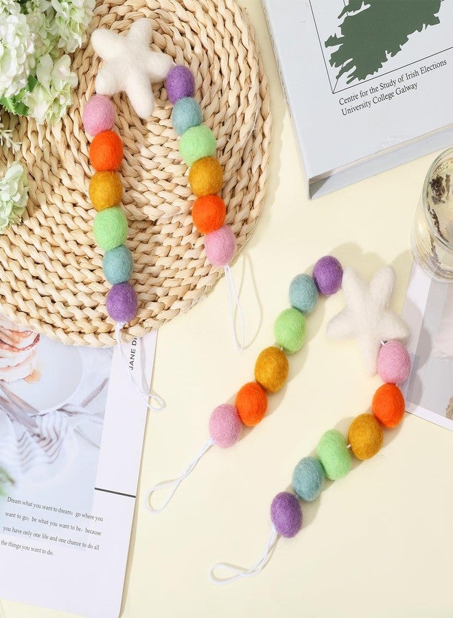 CHGCRAFT 2pcs Star Curtain Tie Backs Felt Ball Curtain Ties Wool Round Ball Beaded Braided Curtain Tiebacks Curtain with Cotton Cord for Curtains Drape Decorative Tie Backs, Colorful, 15.8inch - Image 4