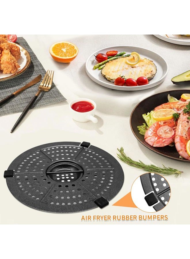 GXF Air Fryer Replacement Parts, Round 2QT Non-Stick Air Fryer Grill Plate Tray Rack with Rubber Feet, Grill Pan Crisper Plate for Air Fryer Accessories Fit for Power Dash Chefman etc, Dishwasher Safe - Image 4