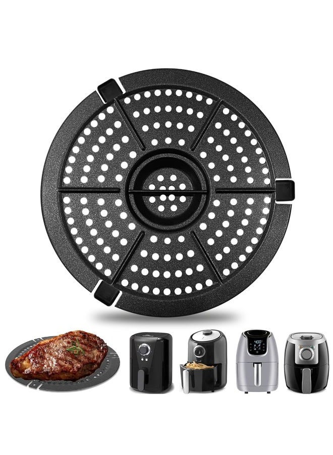 GXF Air Fryer Replacement Parts, Round 2QT Non-Stick Air Fryer Grill Plate Tray Rack with Rubber Feet, Grill Pan Crisper Plate for Air Fryer Accessories Fit for Power Dash Chefman etc, Dishwasher Safe - Image 1