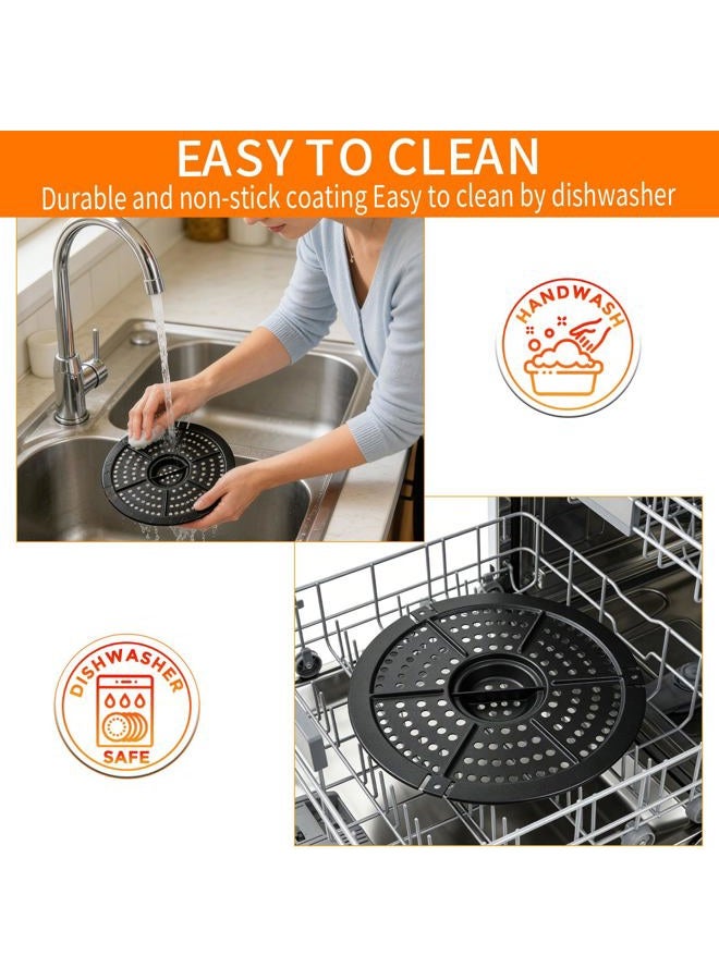 GXF Air Fryer Replacement Parts, Round 2QT Non-Stick Air Fryer Grill Plate Tray Rack with Rubber Feet, Grill Pan Crisper Plate for Air Fryer Accessories Fit for Power Dash Chefman etc, Dishwasher Safe - Image 5