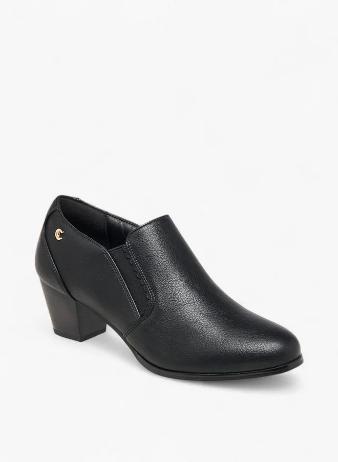 Women's Low Ankle Block Heel Slip-On Boots
