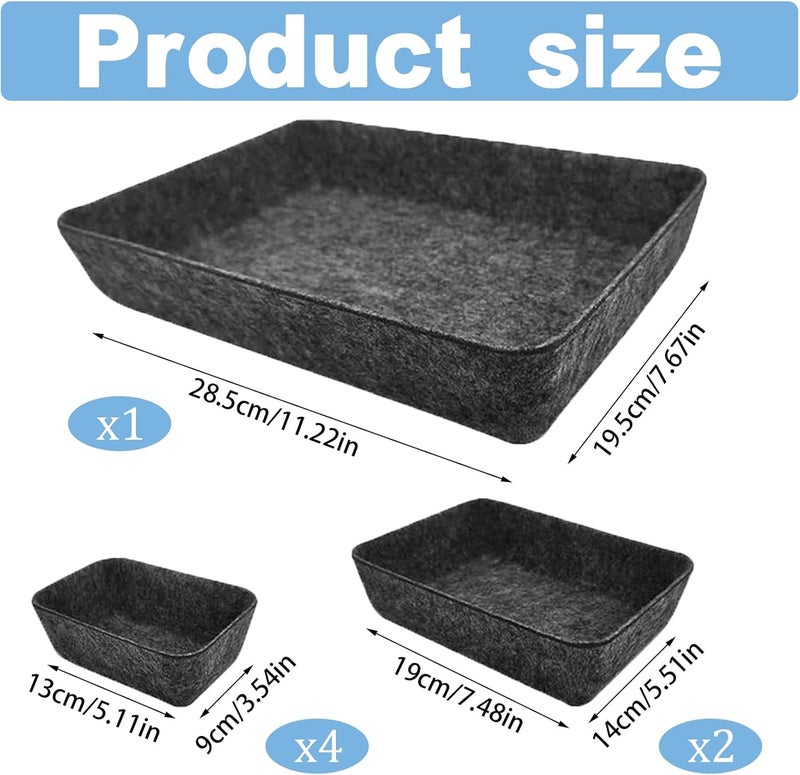 Dingfeng 7 Piece Felt Drawer Organizer for Office Kitchen Bathroom Storage Compartment for Clothes Cosmetics Accessories Drawer Organizer Desk and Dressing Table - Image 2
