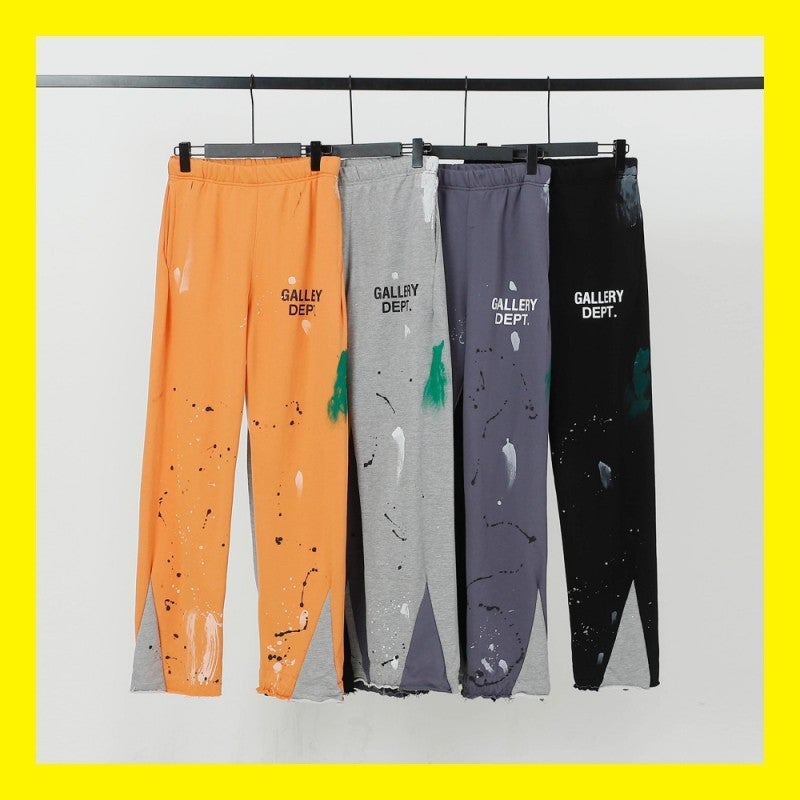 High Street Gallery Dept Long Pants With Ink Splash Graffiti, Unisex Straight-Leg Sports Casual Pants, Wrinkle-Free Pure Cotton - Image 2