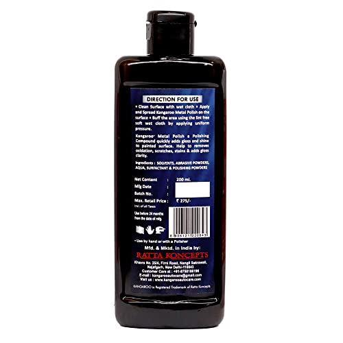 Kangaroo® Chrome and Metal Polish 200 ML For Chrome, Copper, Brass, Bronze, Gold, Nickel and Stainless Steel. All Metal Cleaner, Polisher and Protectant. Removes oxidation and discoloration. - Image 2