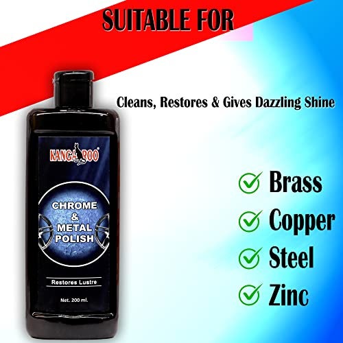 Kangaroo® Chrome and Metal Polish 200 ML For Chrome, Copper, Brass, Bronze, Gold, Nickel and Stainless Steel. All Metal Cleaner, Polisher and Protectant. Removes oxidation and discoloration. - Image 3