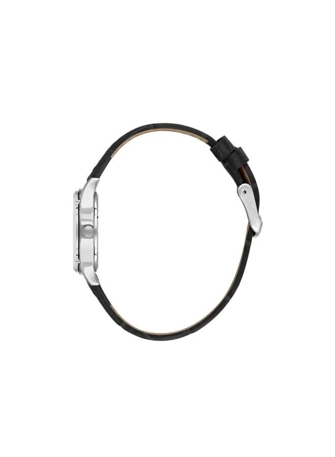 DANIEL KLEIN Women's Leather Silver Brass Case Analog Silver Round Emboss Dial Japanese Quartz Premium 30 Meters Water Resistant