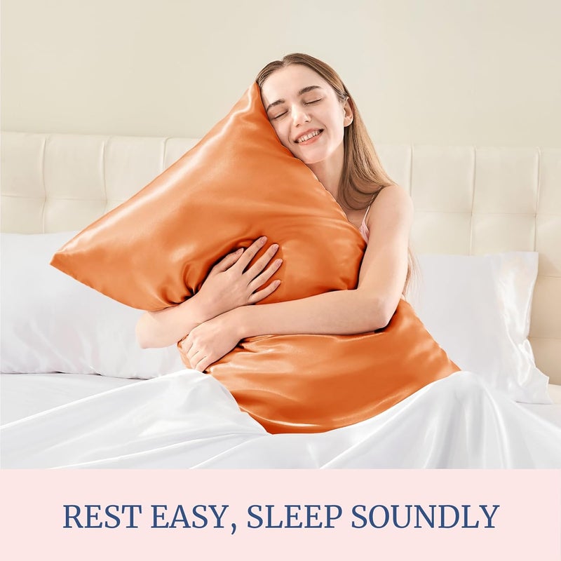 Satin Pillowcase for Hair and Skin, Super Soft and Cooling Similar to Silk Pillow Cases 2 Pack with Envelope Closure, Gift for Women Men(20"x30" Queen Size, Burnt Orange) - Image 5