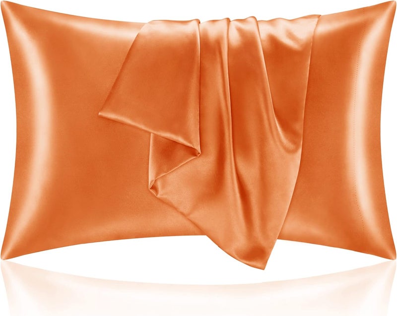Satin Pillowcase for Hair and Skin, Super Soft and Cooling Similar to Silk Pillow Cases 2 Pack with Envelope Closure, Gift for Women Men(20"x30" Queen Size, Burnt Orange) - Image 1