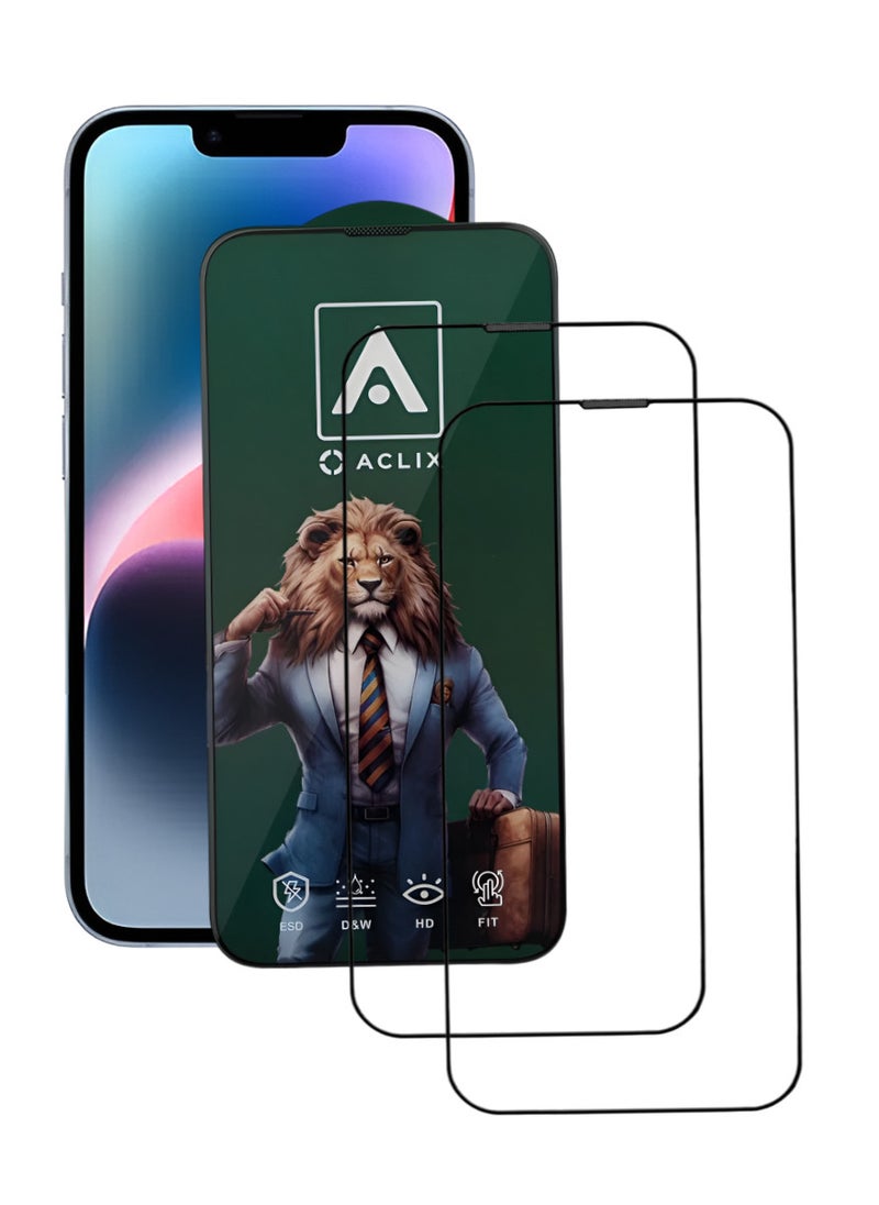 ACLIX 2 Pieces Antistatic ESD Dustproof Premium Quality High Definition Tempered Glass Screen Protector Designed For  iPhone 14 - Image 1