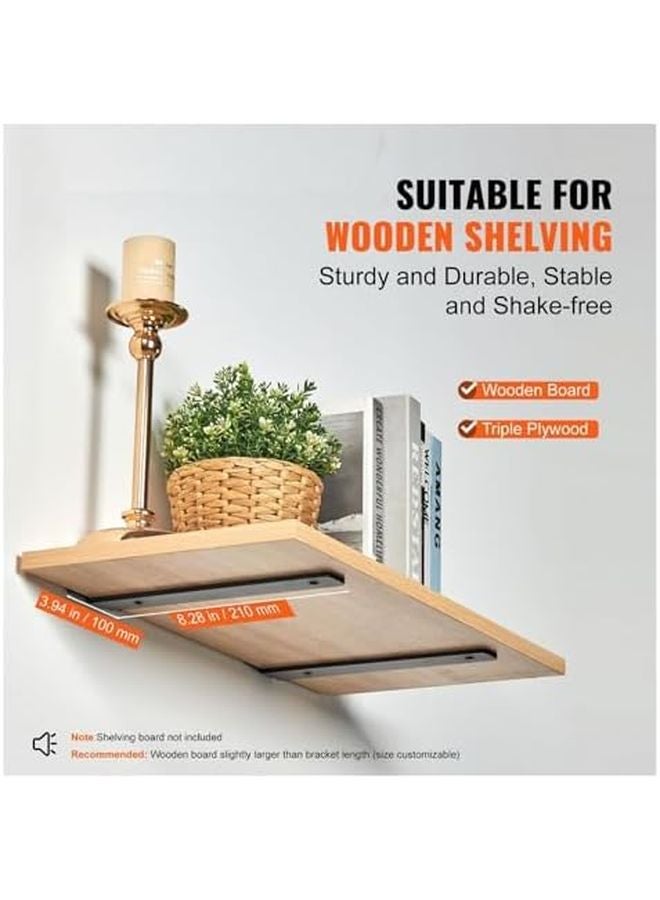 6 Pcs 8 Inch Heavy Duty Floating Shelf Brackets 160lbs Capacity Matte Black Cast Iron - Image 4