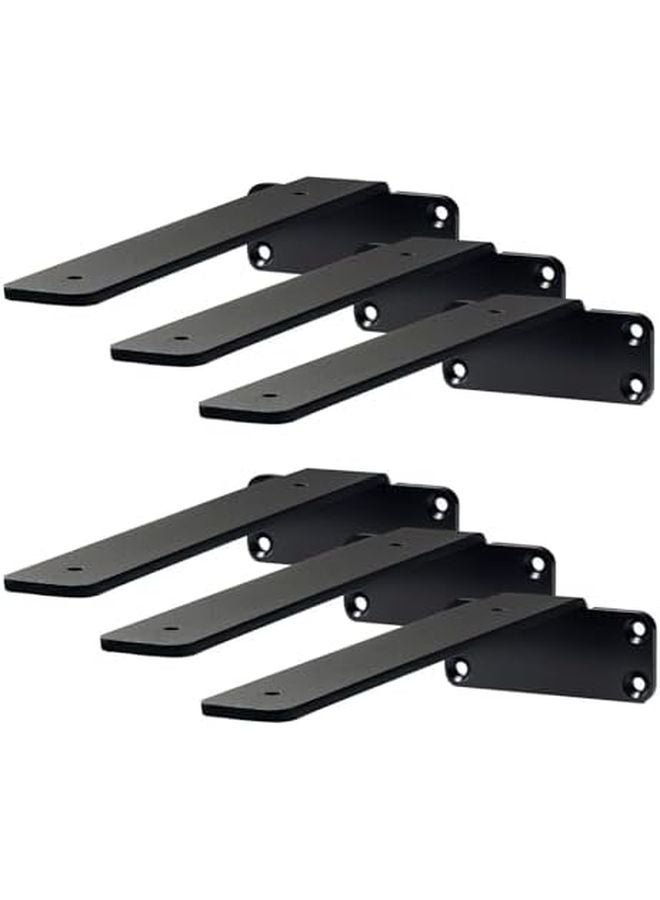 6 Pcs 8 Inch Heavy Duty Floating Shelf Brackets 160lbs Capacity Matte Black Cast Iron - Image 2