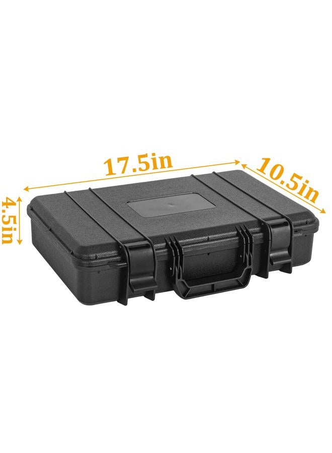 TORIBIO Hard Case for Microphone, Drones, Camera, Equipments, Portable Storage Case, Hard Box Pre-cut Tear-off Foam, Anti-fall Tool Safety Box for Travel Outing Handheld,17" x 10" x 3.7", Black - Image 2