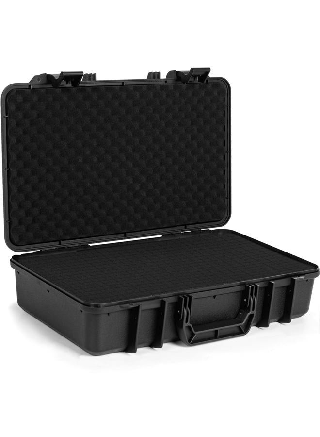 TORIBIO Hard Case for Microphone, Drones, Camera, Equipments, Portable Storage Case, Hard Box Pre-cut Tear-off Foam, Anti-fall Tool Safety Box for Travel Outing Handheld,17" x 10" x 3.7", Black - Image 1