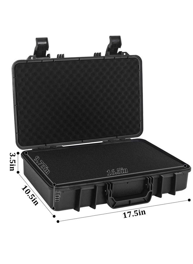 TORIBIO Hard Case for Microphone, Drones, Camera, Equipments, Portable Storage Case, Hard Box Pre-cut Tear-off Foam, Anti-fall Tool Safety Box for Travel Outing Handheld,17" x 10" x 3.7", Black - Image 3