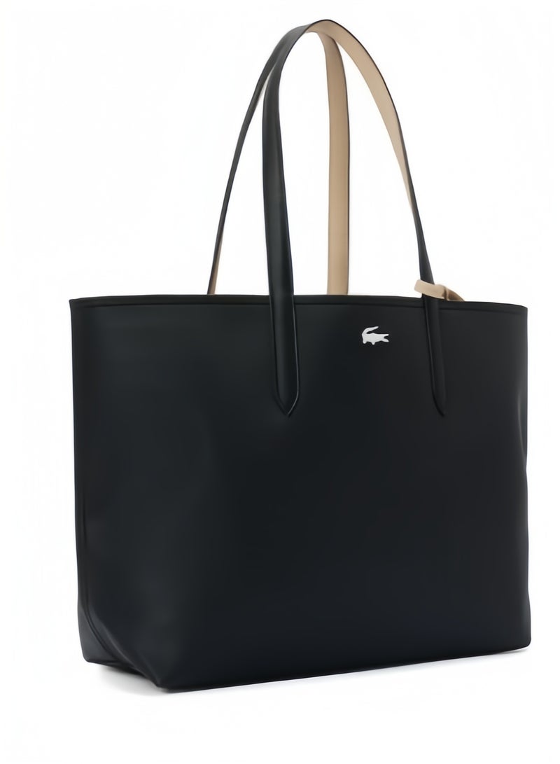 Lacoste Women's Double-sided Two-color Large Capacity Handbag, Fashionable and Multifunctional, Black/Beige - Image 2
