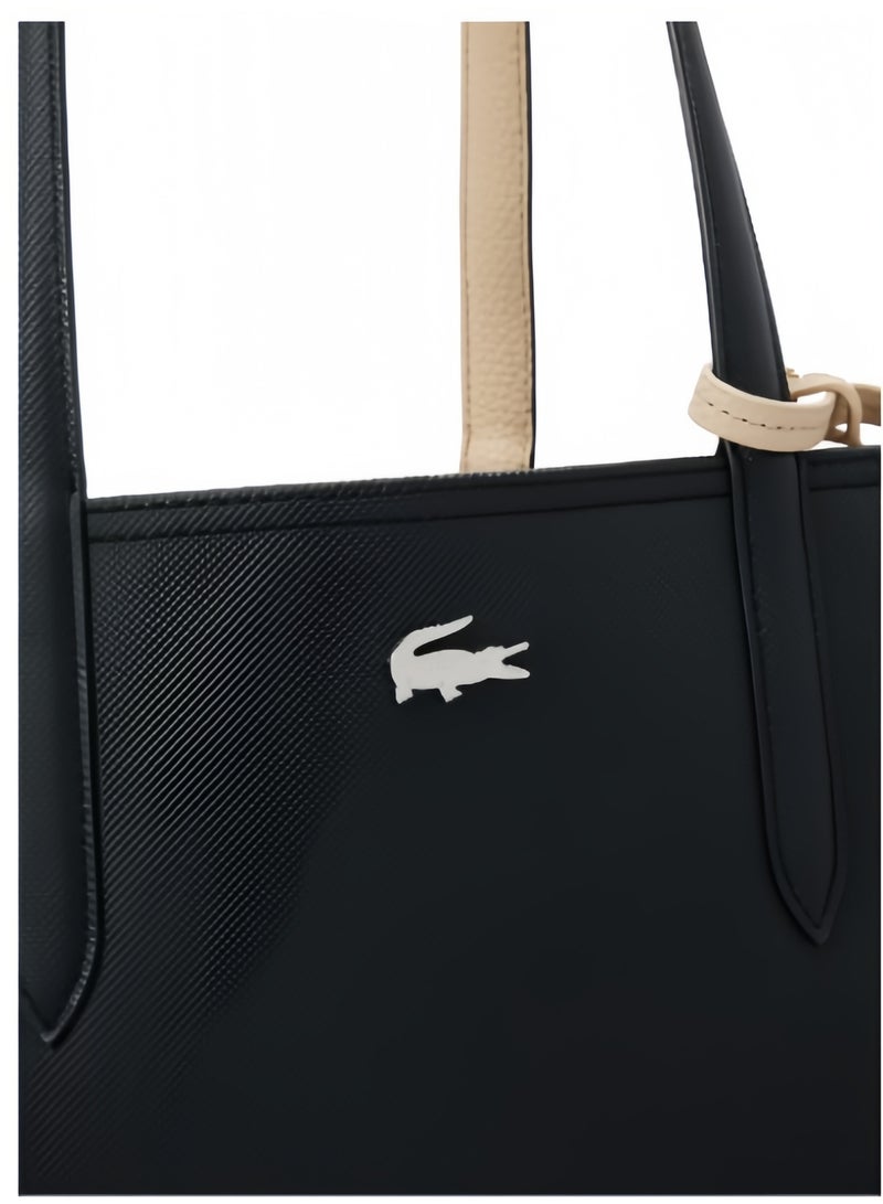 Lacoste Women's Double-sided Two-color Large Capacity Handbag, Fashionable and Multifunctional, Black/Beige - Image 4